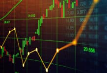 Stock markets down amid Russia-Ukraine tensions Stock market or forex trading graph in graphic concept